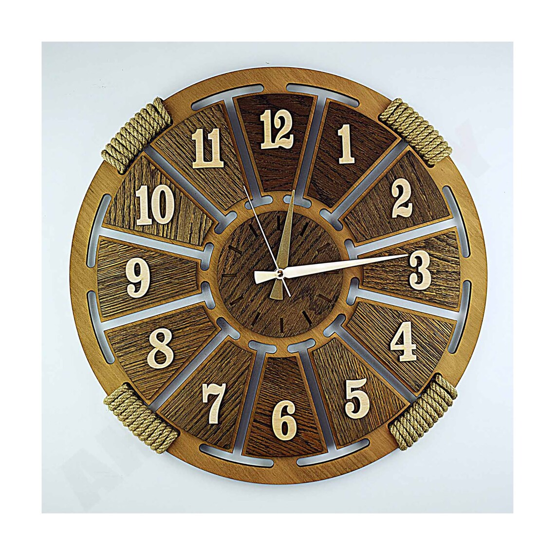 50cm / 70cm / 90cm Huge Rope Detailed Wooden Wall Clock With Etsy