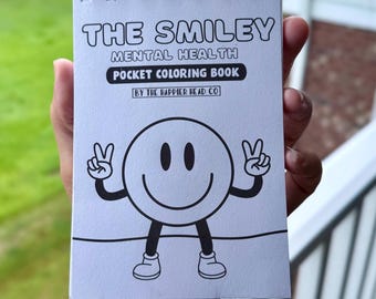 Smiley Pocket Coloring Coloring Book, Mini Spiral Bound Mental Health Coloring Book, Hand drawn Coloring Pages, Handmade Coloring Book