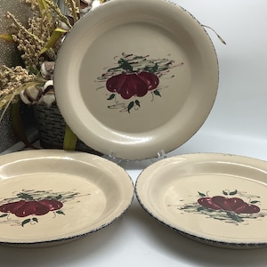 Casey Pottery Dinner Plates - Set of 3 - Red Apple Rustic Farmhouse
