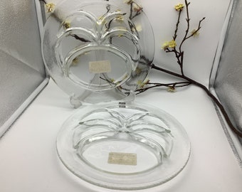 New Stockli Switzerland Set 2 pc Glass Fondue Divides Plate Design: Herbert Forrer