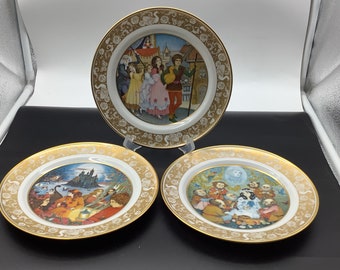 Franklin Porcelain Set of 3 The Grimm’s Fairy Tales Porcelain Plates Collection