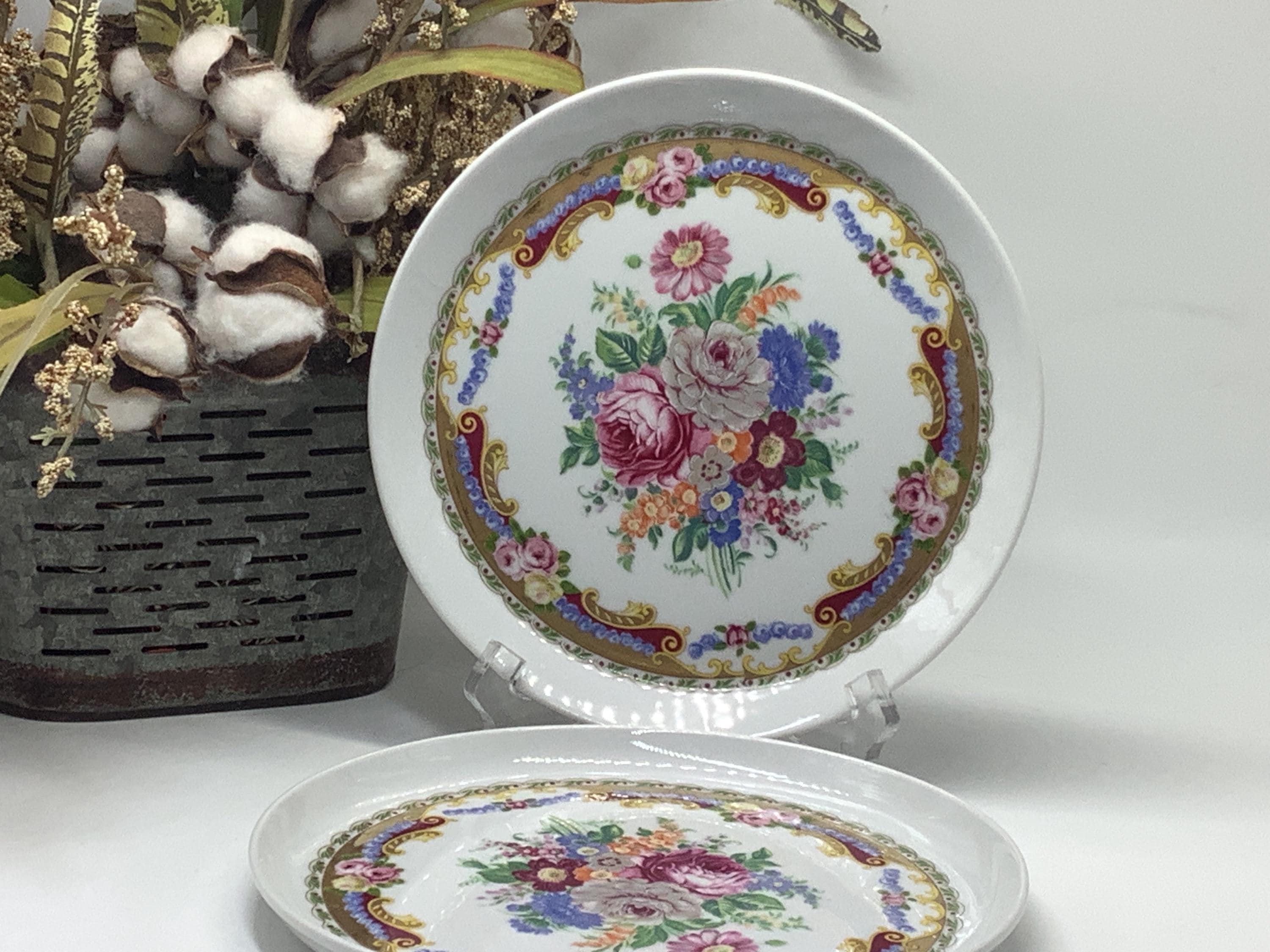 リモージュ❤️お皿 リモージュ プレート セット: 花柄 Decorazione Esclusiva、7.5 インチ