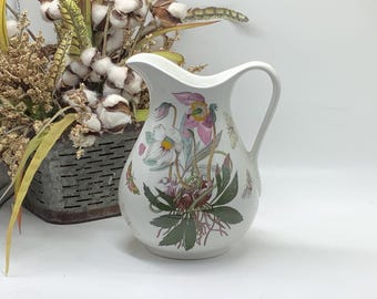 Portmeirion Botanic Garden Christmas Rose Floral & Butterfly Ewer Passion Flower Susan Ellis 8” inch Pitcher