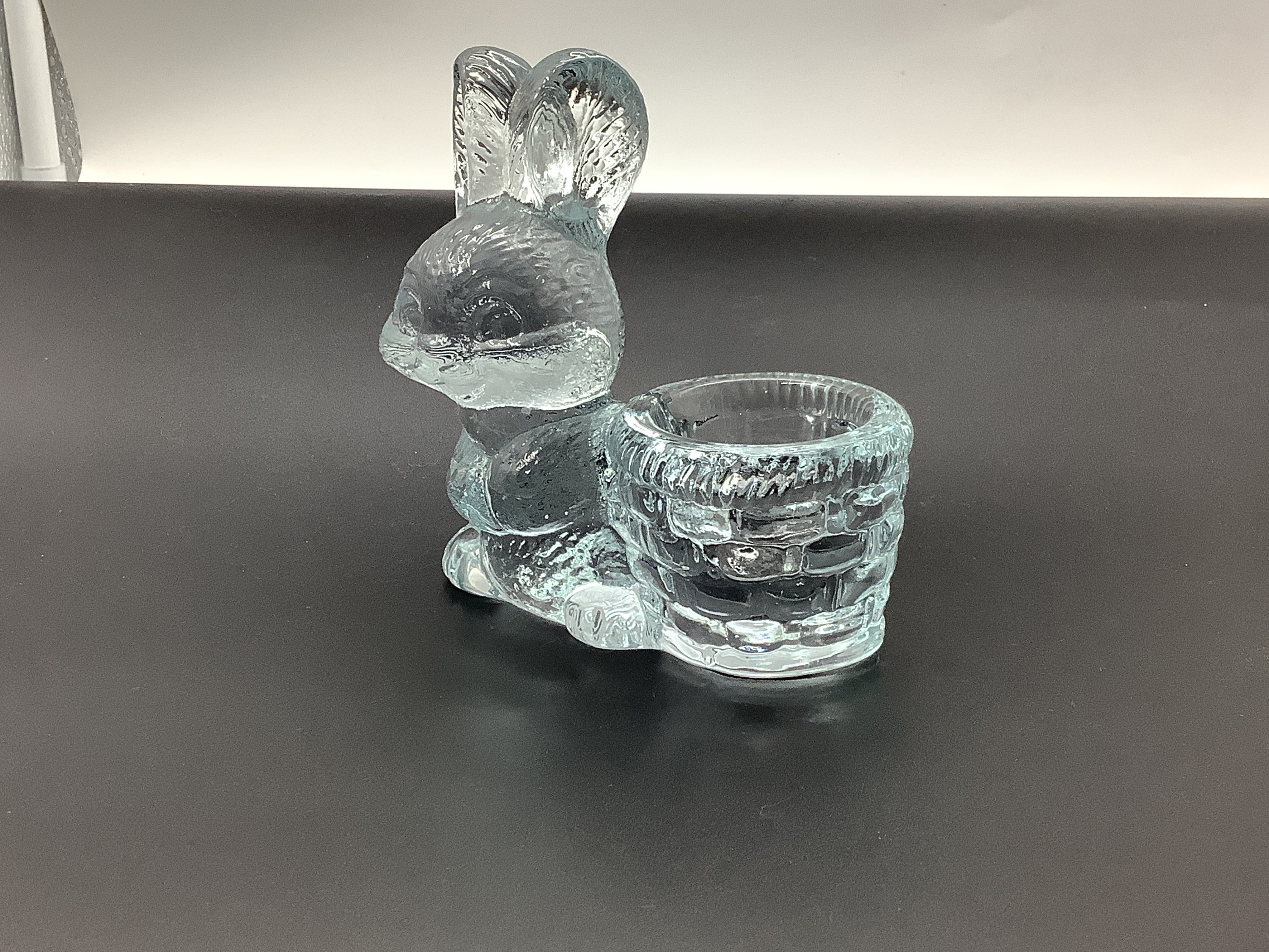 Vintage Dept 56 Clear Glass Easter Bunny Rabbit With Basket Glass ...