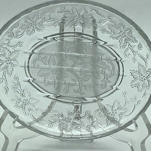1 pc  Princess House Crystal Clear Satin Glass Fantasia Design Oval Soap Dish
