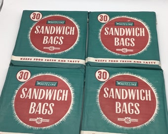 Vintage Set 4 (total 120 bolsas) Whiteline Paper ABC Products Sandwich Bag USA