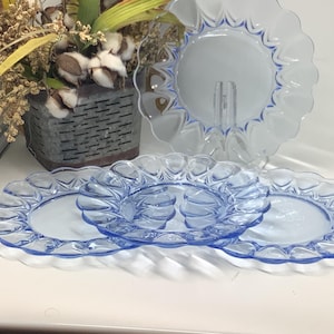 Vintage nieuwe Martinsville Janice blauwe lunchborden - set van 4