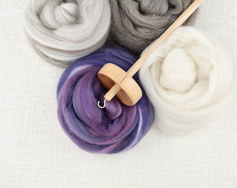 Heavenly Purple Spindle Kit - 4 oz. wool, wood spindle