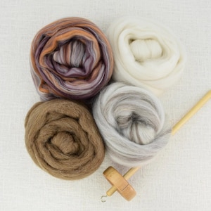 Sandstens- och Shetlandsspindelkit - 115 g ull, träspindel