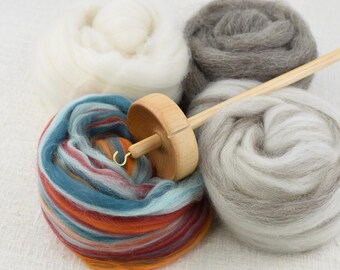 Fire & Ice Spindle Kit - 4 oz. wool, wood spindle