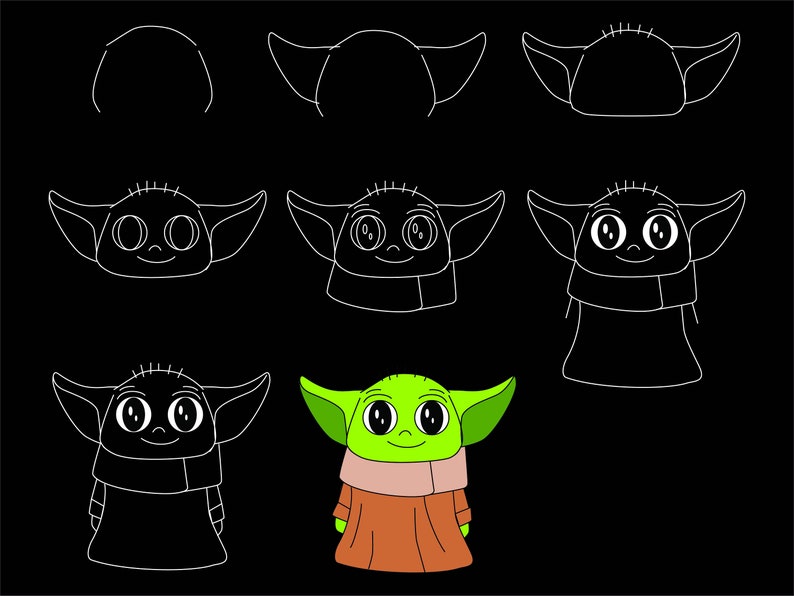 Download How to DRAW Yoda Baby Yoda Baby Svg Yoda Baby Silhouette ...