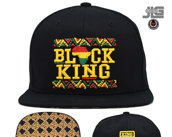 Black King New TL Embroidery Africa Map King Adjustable Adult Snapback Hat Cap