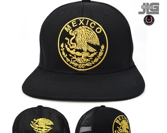 Gorra de béisbol mexicana nueva Snapback con visera plana de algodón y malla trasera.