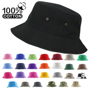 Classic Bucket Hat 100% Cotton Size S/M ~ L/XL Summer Fisherman Hat Cap
