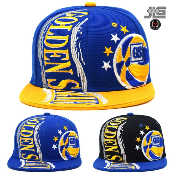 Golden State New Leader Hurricane GS Basketball Royal Gold Snapback Hat Cap