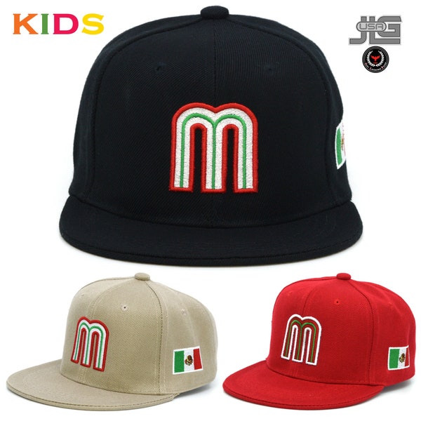 Mexico Kids Snapback Hats Junior Boys Mexico Flag Youth Toddler Embroidery Caps