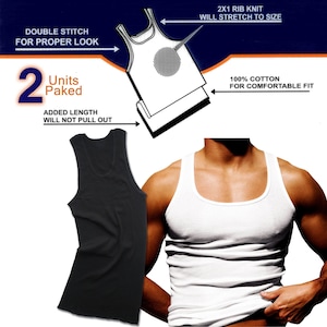 2er-Pack Neue Herren A-Shirts Baumwolle Geripptes Tank Top Wife Beater Muskel Unterhemden