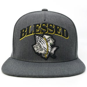 Blessed Money Baseball cap Praying Hands New Embroidery Adjustable Snapback Flat Bill Hat TL