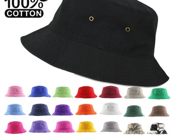 Classic Bucket Hat 100% Cotton Size S/M ~ L/XL Summer Fisherman Hat Cap