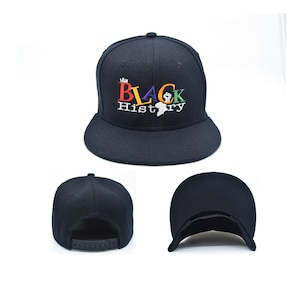 I am Black History Embroidery Adjustable Solid Black Color Snapback Hat