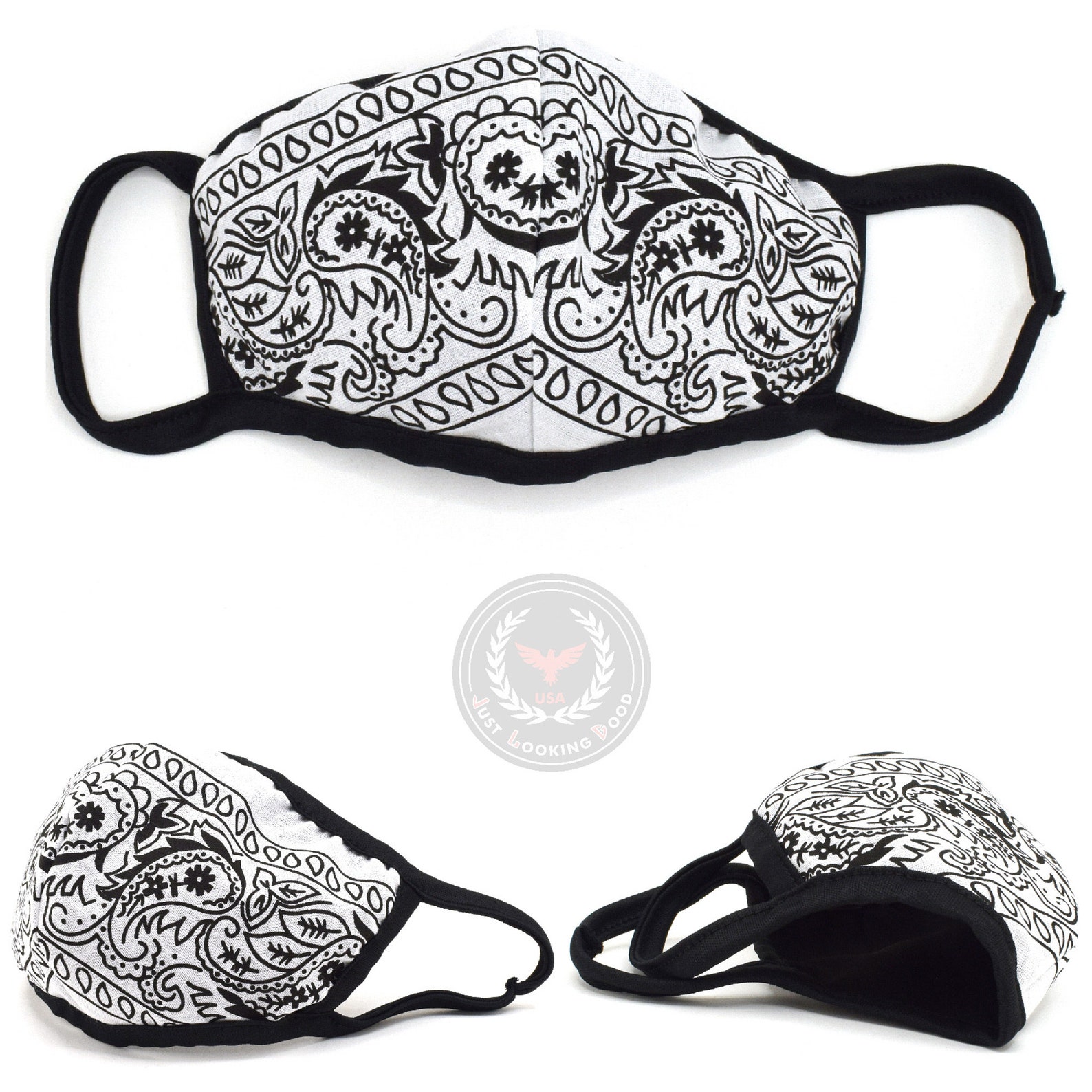 Fashion cloth Face Mask Bandana Washable Reusable Black White Etsy