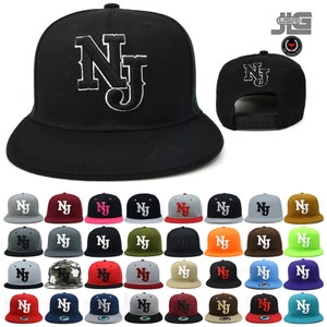 NJ New Jersey Baseball cap Front and Back NJ Snapback Hat Cap New