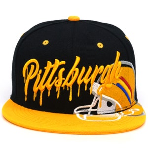 Pittsburgh New Leader Splash Drip City P Helmet PIT Embroidery Snapback Hat Cap