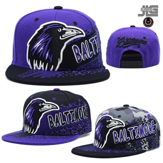 Baltimore New City Rage Bird Head Purple Camo Black Embroidery
