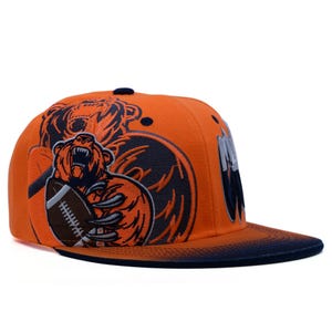 Chicago City Pride Snapback-keps – Orange & Marinblå Graffiti Björnmaskot Broderad Keps