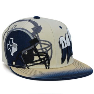 Dallas New Leader Graffiti D Helmet Ivory Navy Grey Embroidery Snapback Hat Cap
