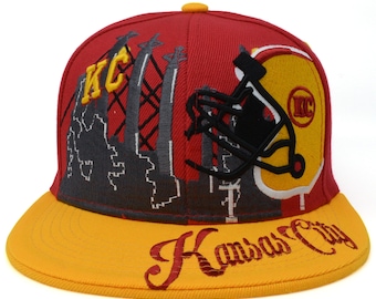 Gorra de béisbol con cierre a presión, color del equipo de fútbol americano Kansas City Leader Splash KC