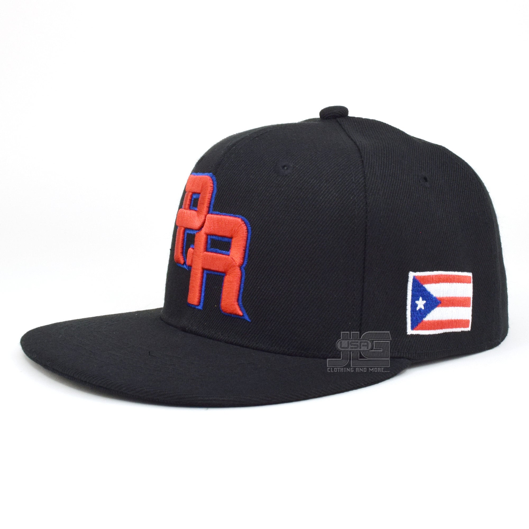 PR Fitted Two Tone Solid Caps Puerto Rico Embroidered Hat Front