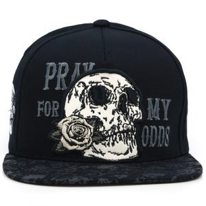 Skull New Leader TL Embroidery Pray for my Odds Snapback Cap Adjustable Hat