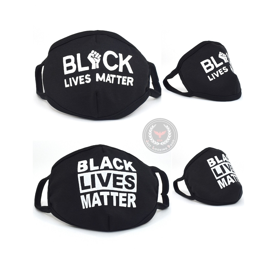 Black Lives Matter Fist Box Cloth Face Mask Black White Print Washable ...