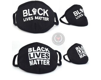 Black Lives Matter Fist Box Cloth Face Mask Black White Print Washable Reusable Multi Purpose Made in USA