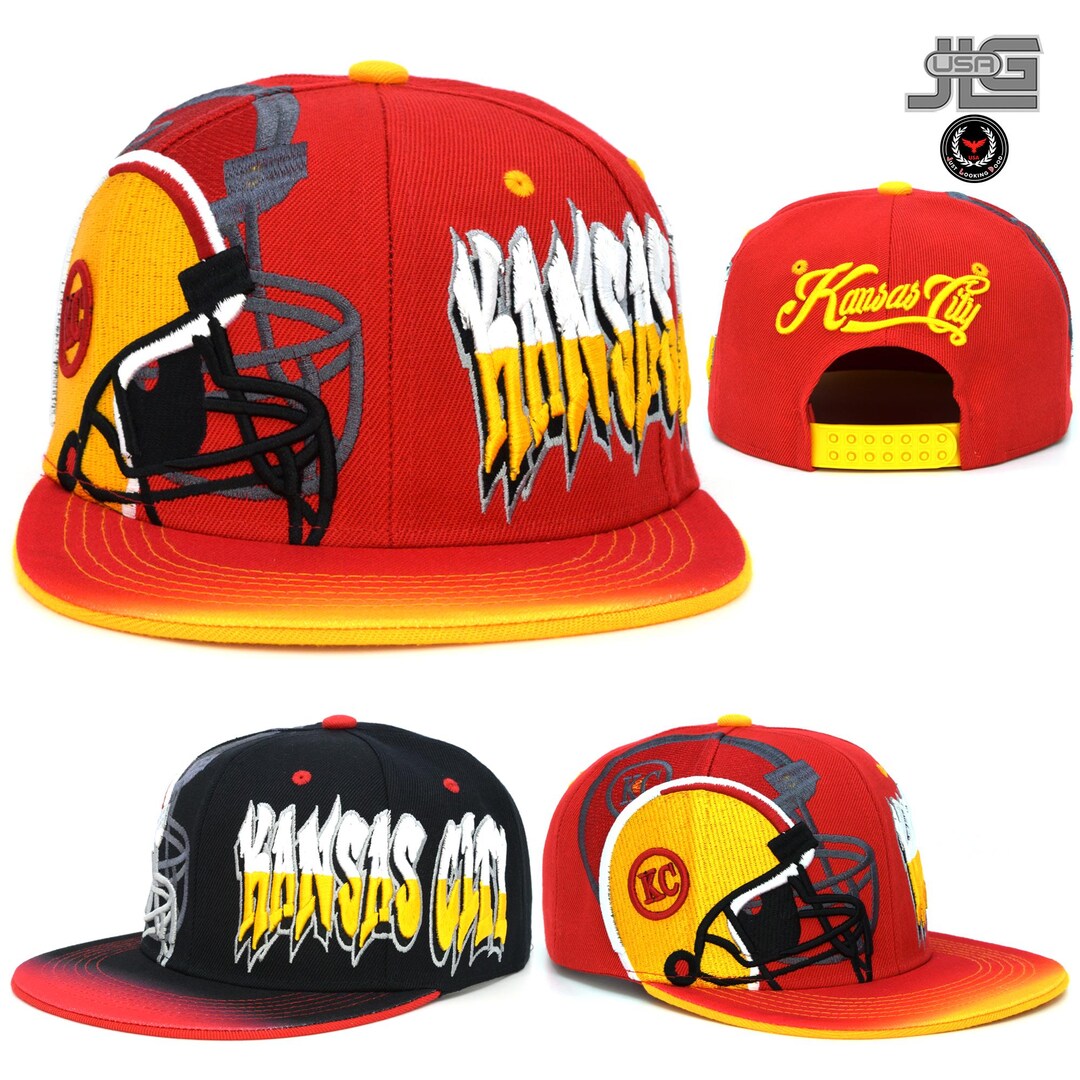 Kansas City Leader Graffiti Name KC Helmet Embroidery Snapback Hat