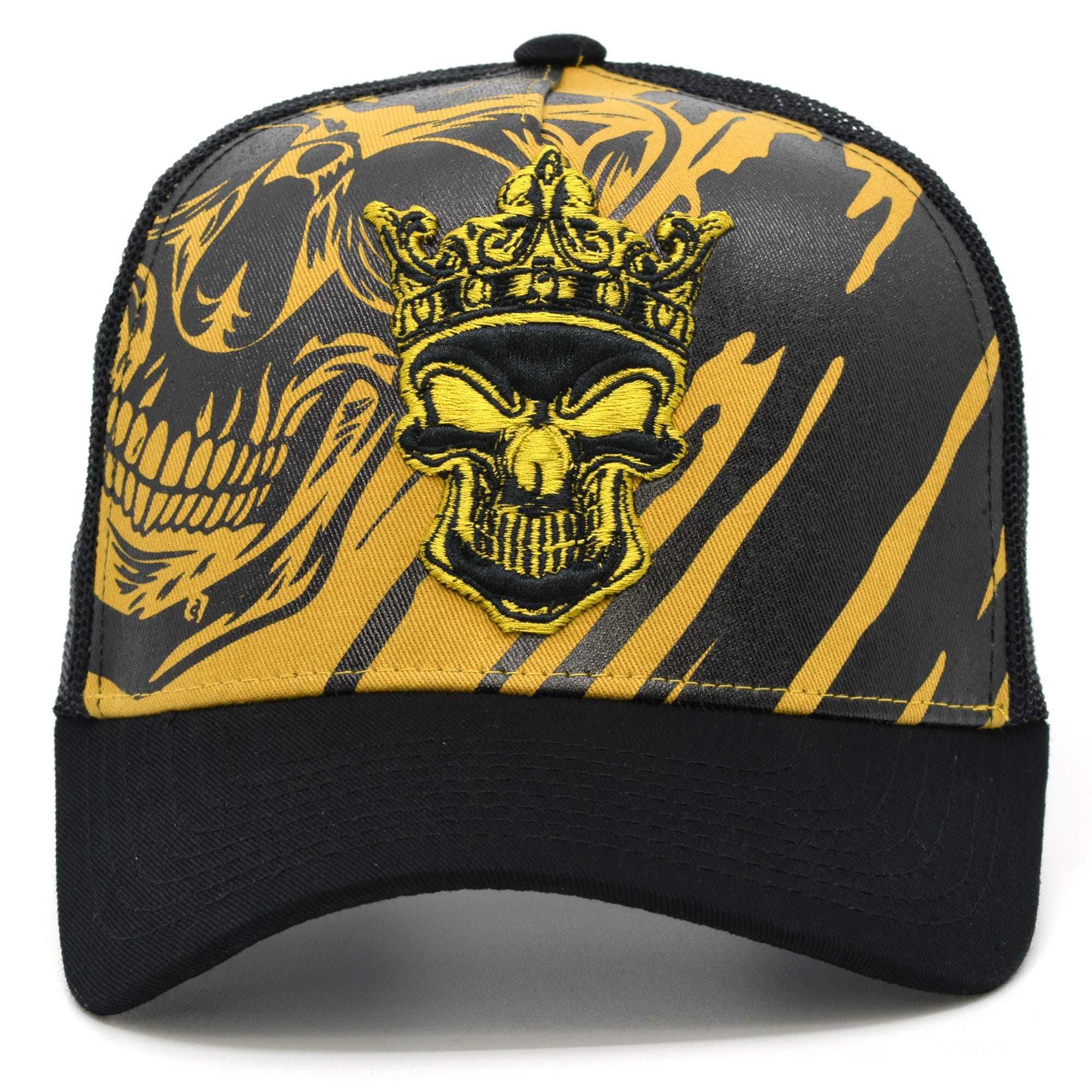 Skull Crown Golden New Western Style TL Mesh Trucker Hat  display picture 1