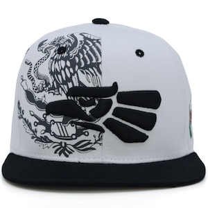 Gorra de béisbol para adultos con visera plana de algodón y bandera mexicana de Nuevo México White - Black BK