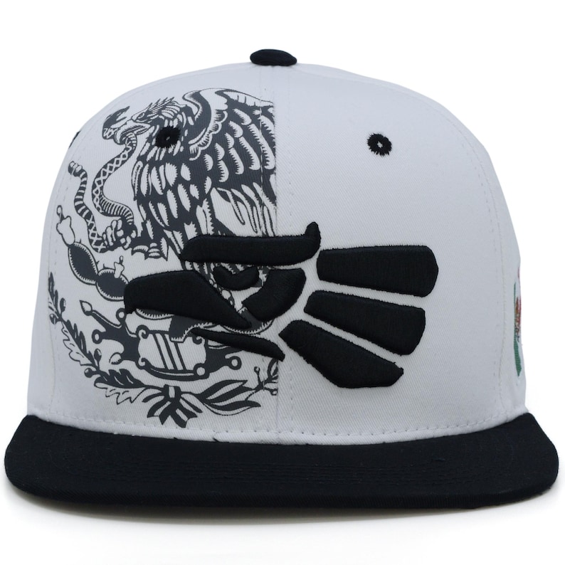 Gorra de béisbol para adultos con visera plana de algodón y bandera mexicana de Nuevo México White - Black BK