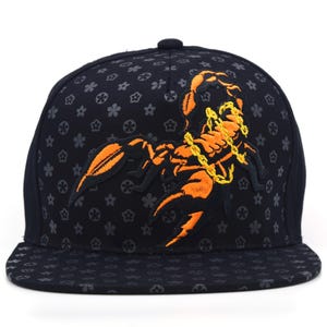 Scorpion TL Snapback Hat Orange Black Monogram Floral Cap Flat Brim New Custom