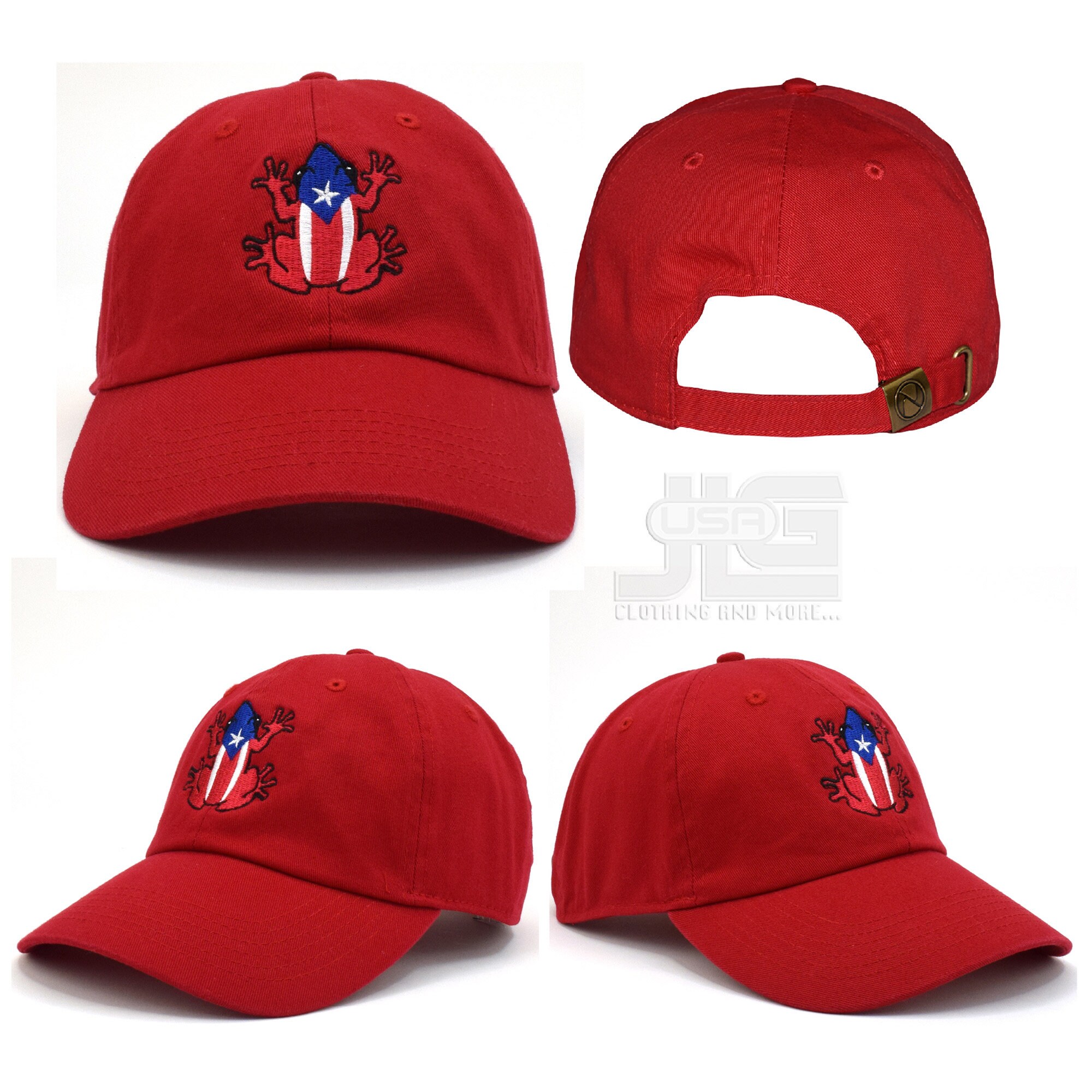 COQUI Puerto Rico Distressed Dad Hat - Denim Baseball Cap With PR Embroidery, Adjustable Strapback (New With Tags)