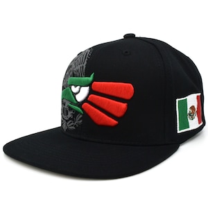 Puede incluir: Gorra de b&eacute;isbol negra y verde con un &aacute;guila bordada y la bandera mexicana en el lateral.