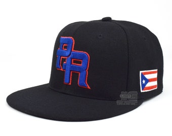 PR Fitted Two Tone Solid Caps Puerto Rico Embroidered hat Front Side Back NEW