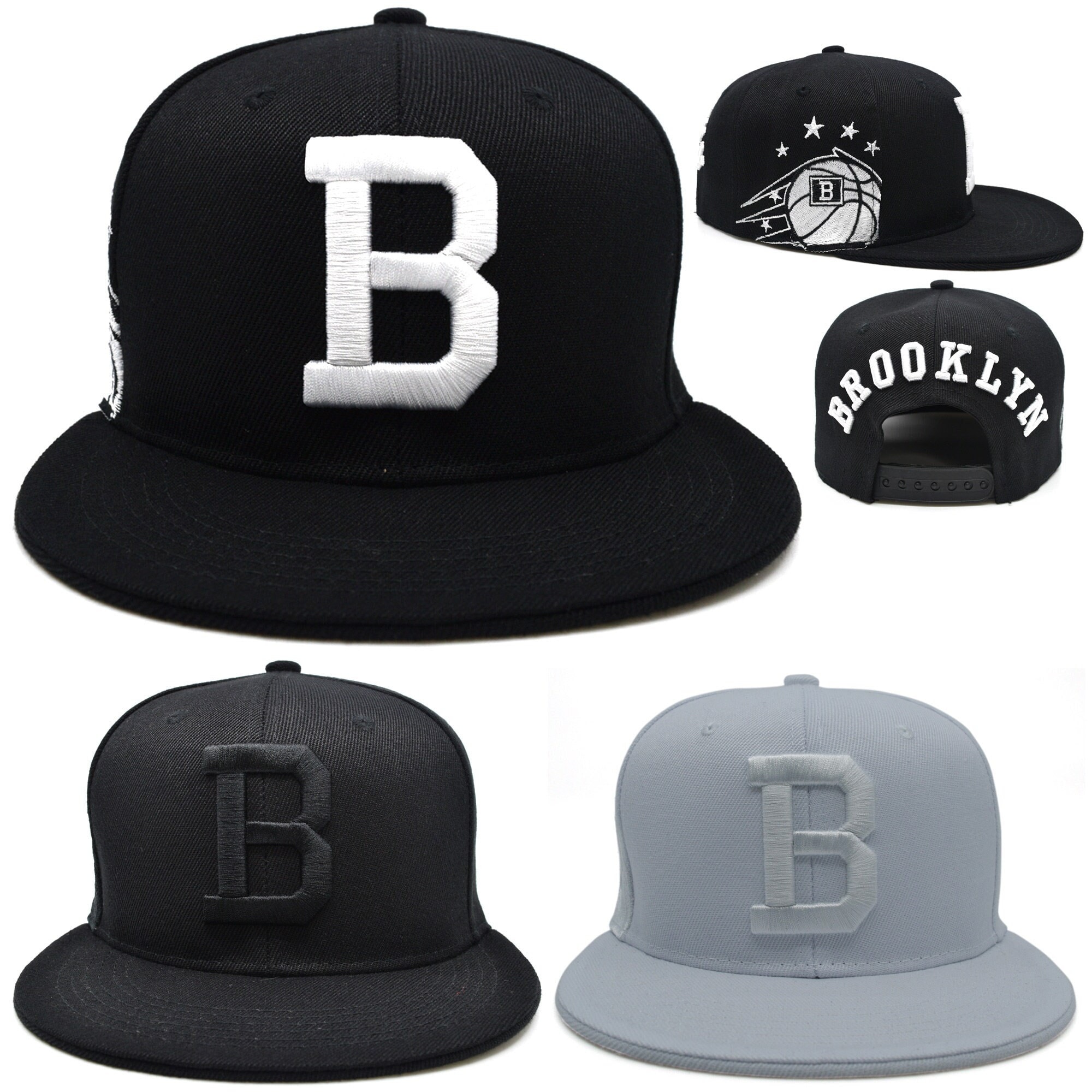 Brooklyn Classic New Leader B Basketball Black White Snapback Hat Cap