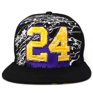 Legend 24 New Leader Black Purple Gold 100% Cotton TL Flat Bill Snapback Hat Cap
