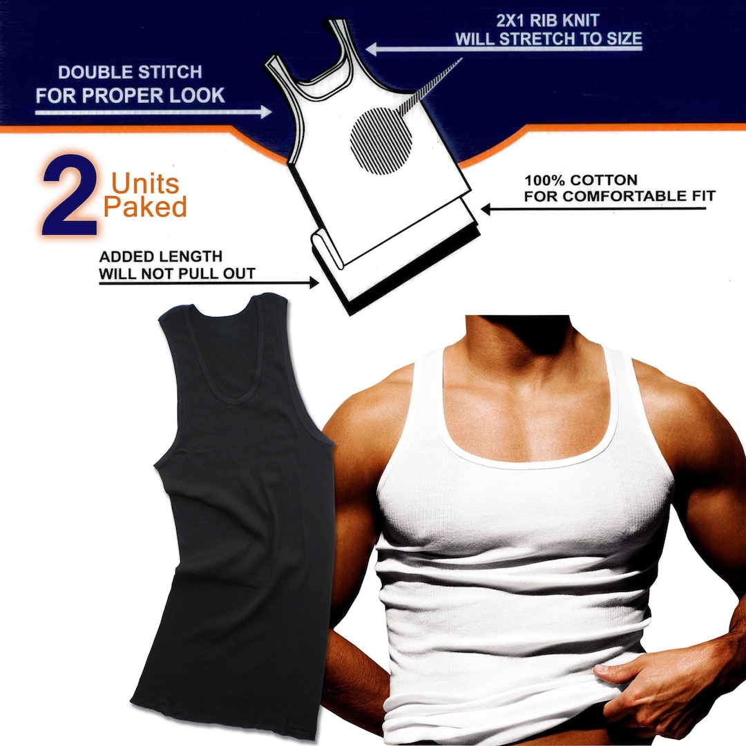 2 Pack New Men's Ashirts Cotton Ribbed Tank Top Wife Beater Muscle Undershirts Etsy