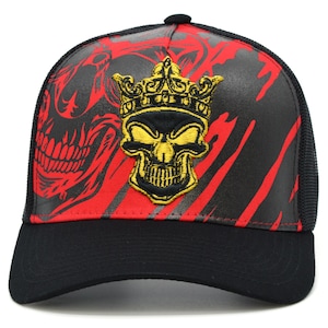 Skull Crown Golden New Western Style TL Mesh Trucker Hat Curved Baseball Cap