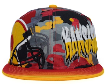 Kansas City New Graffiti Name Football KC Helmet Red Camo SnapBack Hat Cap