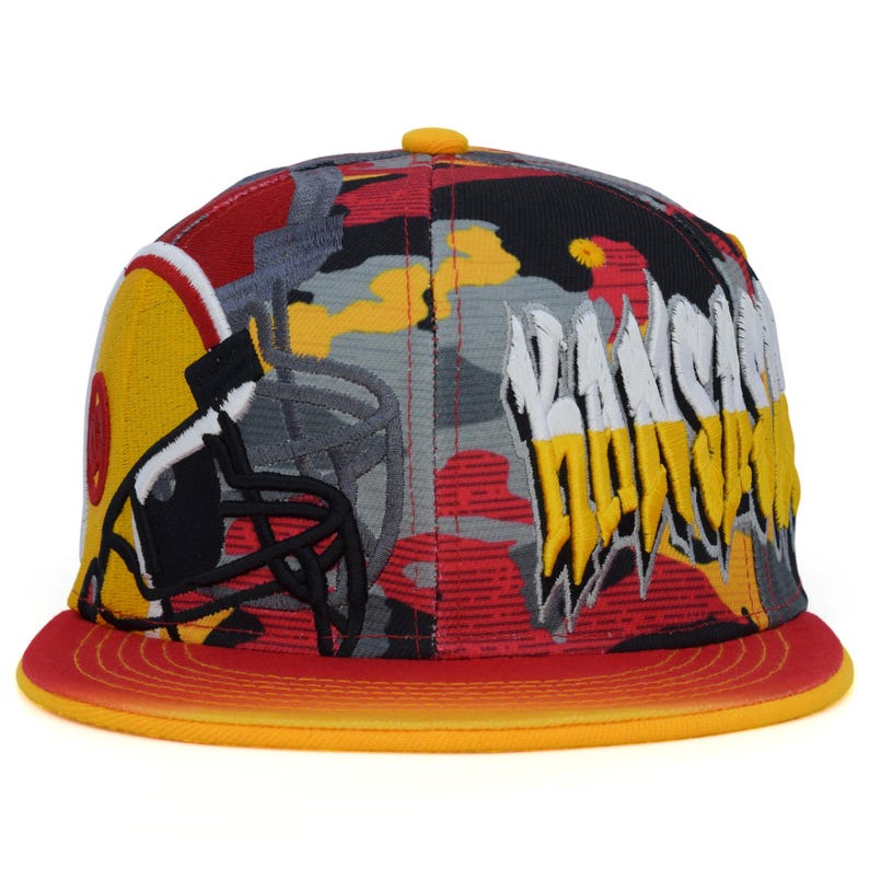 Gorra de fútbol con nombre de grafiti nuevo de Kansas City, casco KC, gorra snapback de camuflaje rojo Red Camo Graff