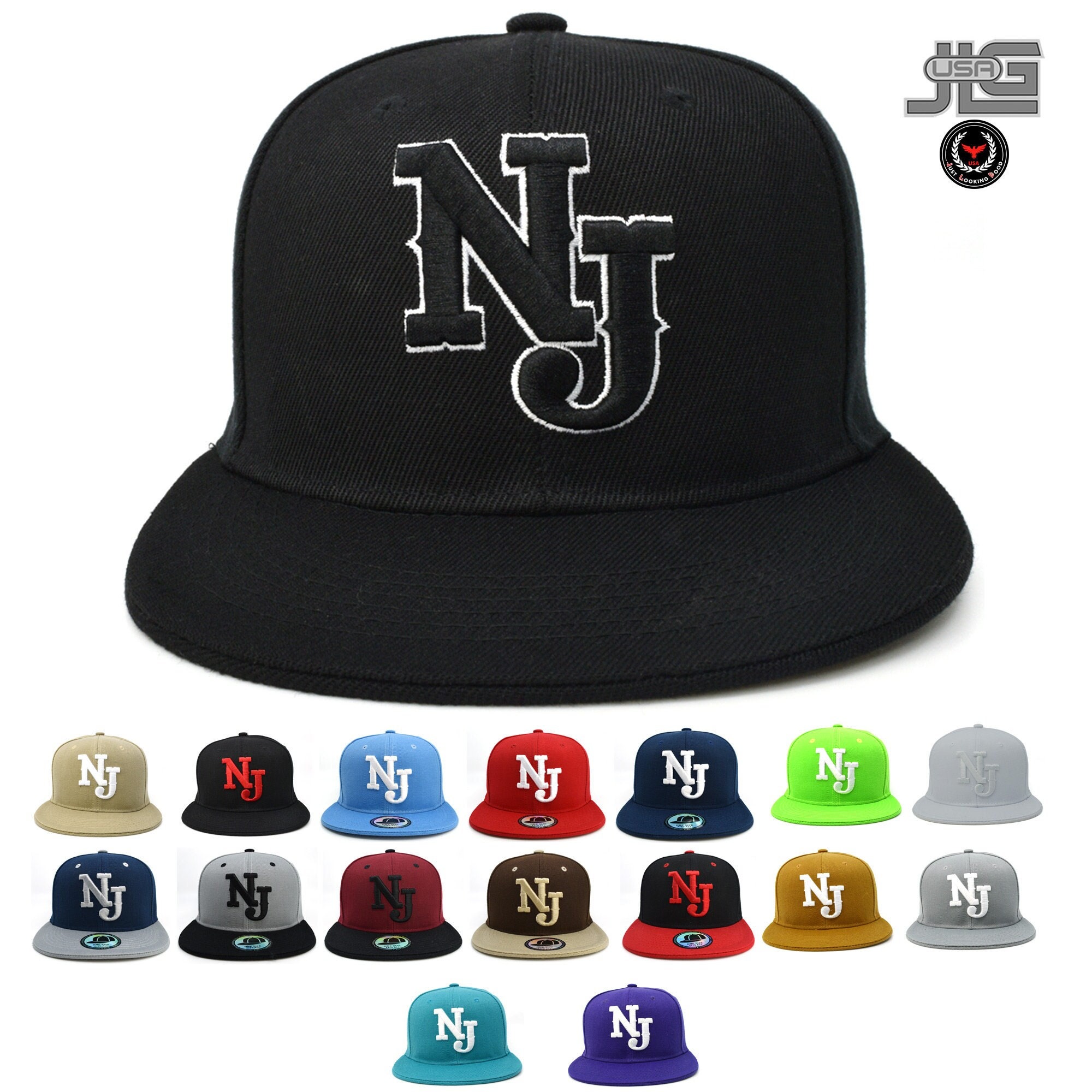 NJ New Jersey Baseball cap Front and Back NJ Era Snapback Hat Cap New